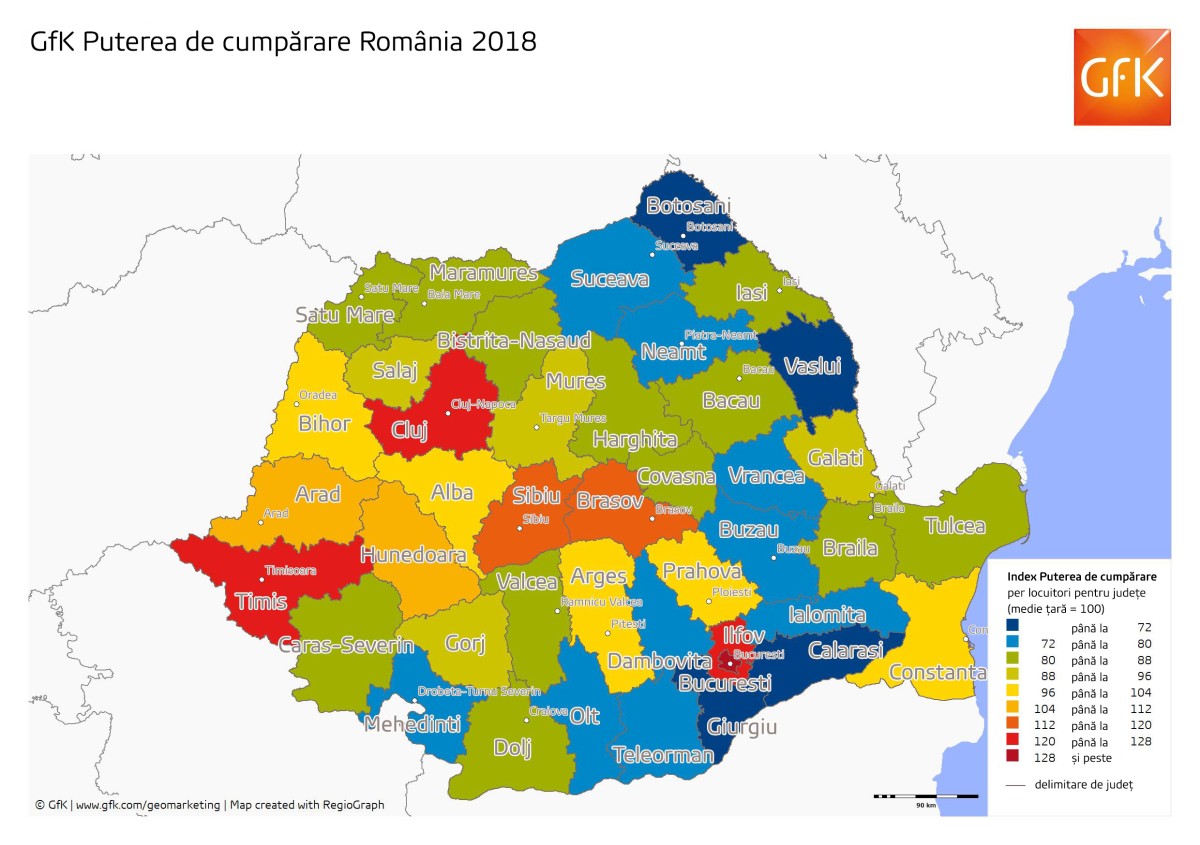 Harta GfK Putere cumparare Romania 2018