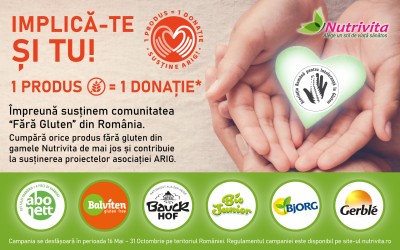 Nutrivita lansează o campanie pentru susținerea ARIG și a comunității Fără Gluten din România