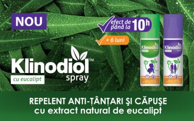 Klintensiv lansează Klinodiol, spray repelent cu eucalipt natural împotriva țânțarilor și căpușelor, potrivit și pentru copiii cu vârste peste 6 luni